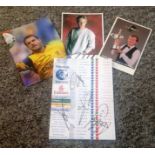 Sport signed collection. 4 items. Signatures include Paul Hunter, Steve Davis, Carlo Cudicini,