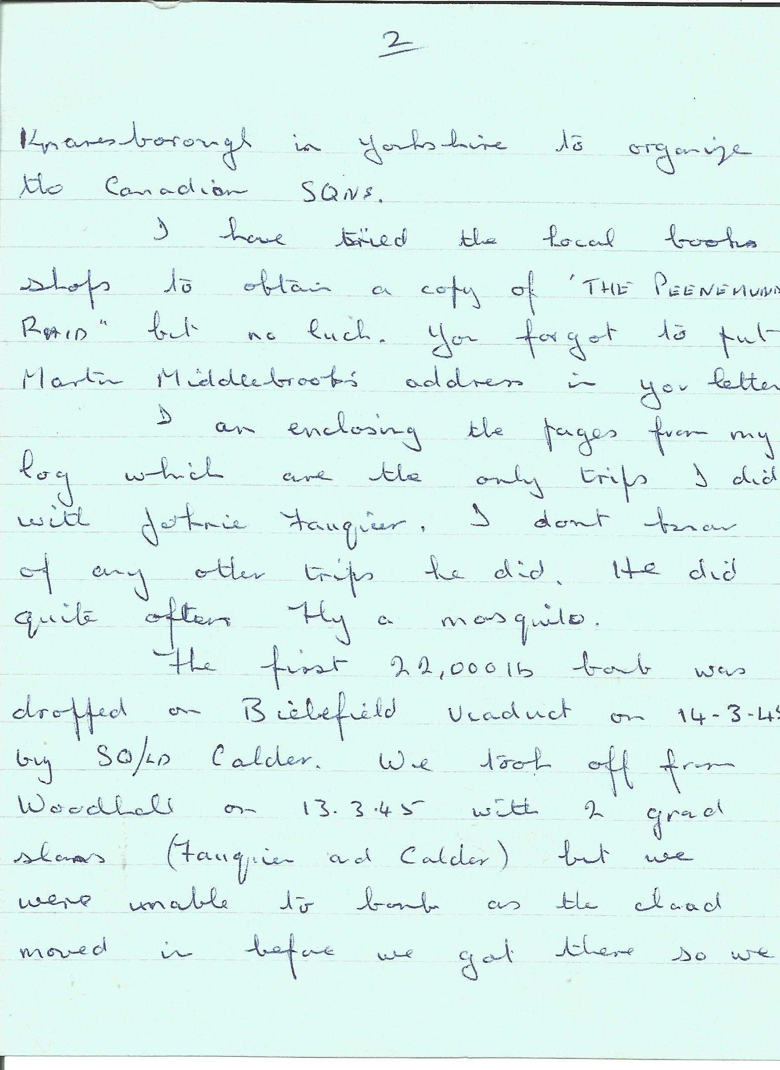 George Ives hand written letter WW2 617 sqn veteran, letter has details on the sorties he did with - Image 2 of 4