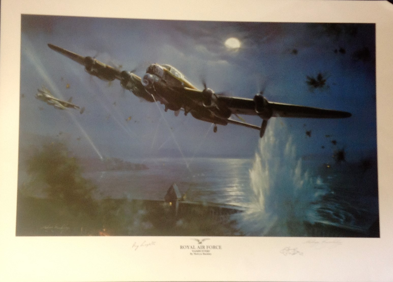 Dambusters World War Two Print 20x28 titled ROYAL AIR FORCE DAMBUSTERS signed in pencil by the