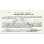 NASA Test pilot Al Atwell signed Space Shuttle Columbia information card. Good condition Est.