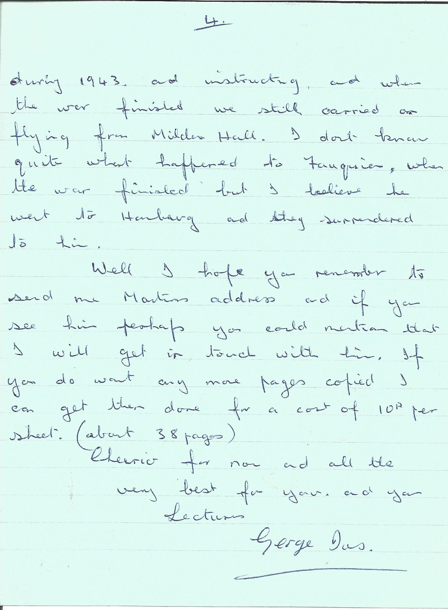 George Ives hand written letter WW2 617 sqn veteran, letter has details on the sorties he did with - Image 4 of 4