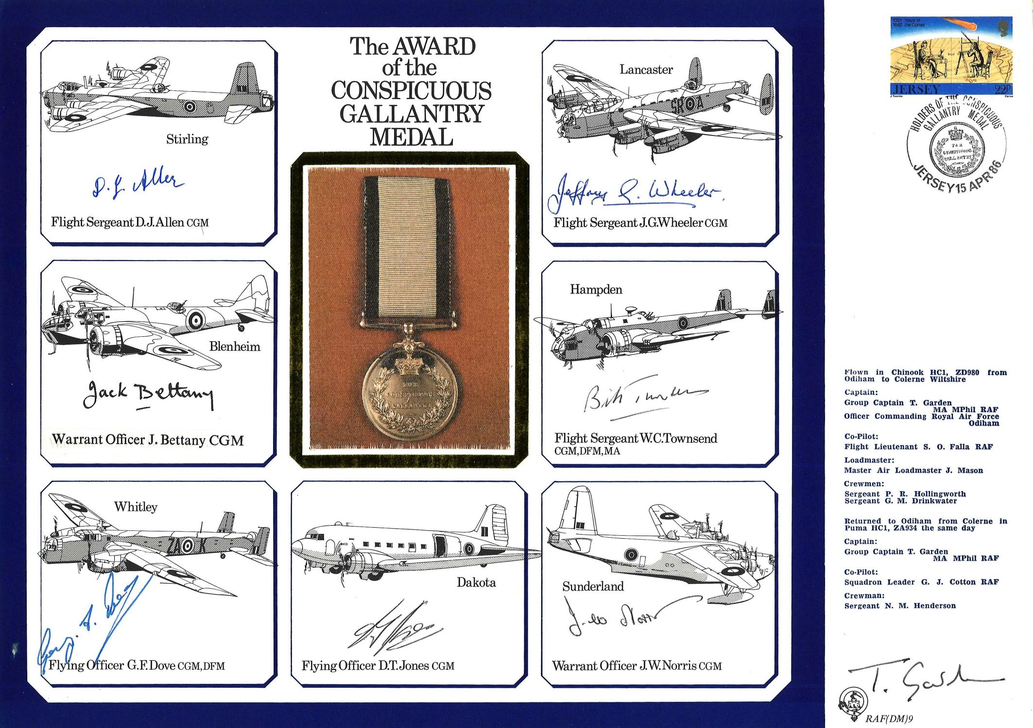 WW2 multisigned DM cover The Award of the Conspicuous Gallantry Medal signed by RARE Dambuster Fl