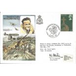 RAF Flown cover dedicated to Sqn. /Ldr. M. T. St. John Pattle. Cover features a portrait of Sqn. /