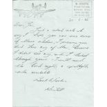 Bill Howarth rare Dambuster veteran autograph hand written letter. From the Jim Shortland 617 Sqn