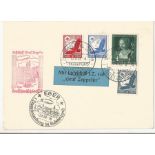 1939 LZ130 Graf Zeppelin flown cover Frankfurt postmarks and Eger Czech Republic mark. With LZ130