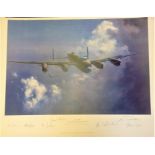 World War Two print 21x26 overall Lancaster by the artist Frank Wootton signed in pencil by the