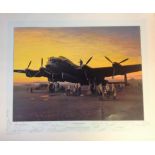 World War Two print 25x30 titled A Lincolnshire Sunset 1944 signed in pencil by the artist Gerald