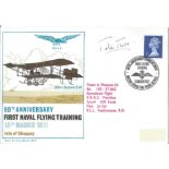 R. N. A. S flown cover signed by Lt. -Cdr. Peter Twiss OBE, DSC (World Air Speed Record holder: