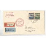 1936 Airmail zeppelin first flight cover from Lorch Germany to New York City USA. Flown on the