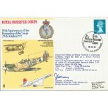 Captain John Cochrane signed Royal Observer Corps cover with Spitfire and Concorde illustrations.