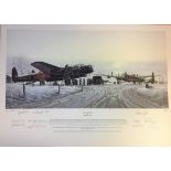 World War Two Lancaster print 20x28 titled Maximum Effort signed in pencil by the artist Phillip