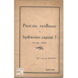 1936 French rare aviation book Peut on Renflouer un hydravion capote? By Albert Herve dated March