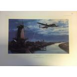 Dambuster World War Two print 19x26 titled Homeward Bound signed in pencil by the artist Nicolas