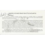 NASA Test pilot Fred Ascani signed Space Shuttle Atlantis information card. Good condition Est.