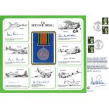 WW2 multisigned DM cover The Defence Medal signed by A. V. M Sir Alan Boxer, A. C. M Sir Brian