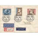 1944 Dutch Air Mail envelope with 2 Mit Luftpost, Par Avion stickers. Amsterdam 777 registered