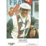 Mike Reid signed 6x4; colour shot of the EastEnders actor, image of Reid outside his car