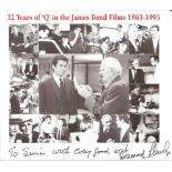 Desmond Llewelyn signed 7x6 - '32 Years of Q in the James Bond Films 1963-1995' pictorial montage,