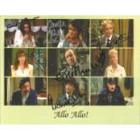 Allo Allo Cast 10x8 signed cost photo. Signed by 7 including Carole Ashby, Francesca Gonshaw,