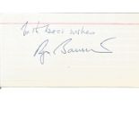 Roger Bannister signed lined small card signed 'with best wishes'. Good Condition. All signed pieces