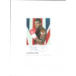 Frank Bruno signed 6x4; postcard style of Bruno in boxing gloves and shorts, signed in blue biro