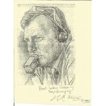 Peter Alliss hand signed 10x8 Approx. 7x7 stamped template image on yellow paper, dedicated 'To