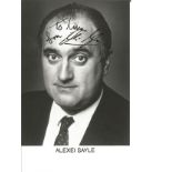 Alexei Sale signed 6x4 - black and white head shot, autograph dedicated 'To Simon' across Sayle's