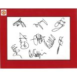 Football Manchester United 12x8 mounted signature piece includes 9 signatures from Manchester United