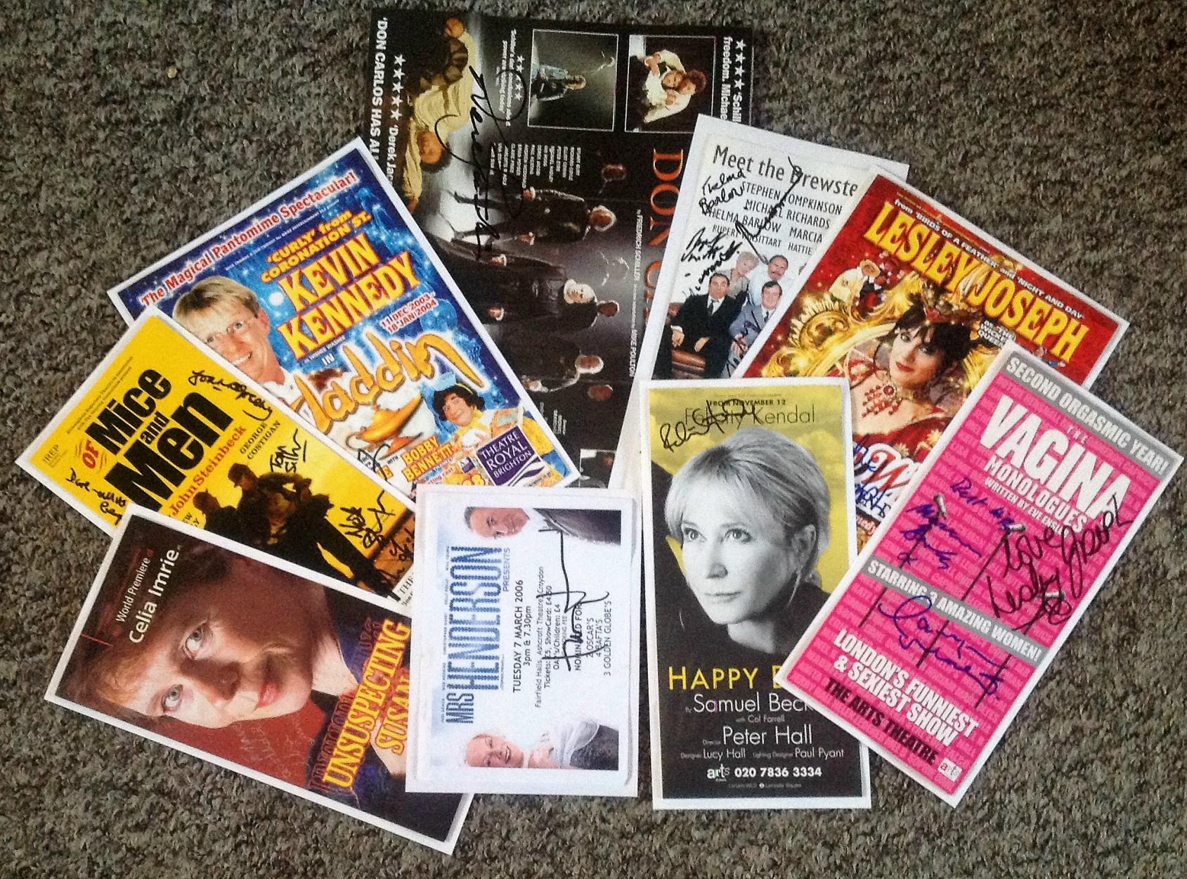 Theatre collection 10 signature piece and flyers signatures include Celia Imrie, Felicity Kendall,