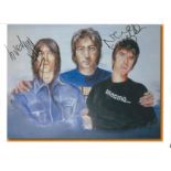 Noel & Liam Gallagher signed A4 image pictured in between John Lennon - Noel and Liam both signed