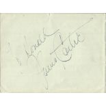 Janis Carster signed album page. Good Condition. All signed pieces come with a Certificate of