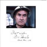 Bill Pertwee signature piece mounted below b/w photo from Dads Army. Approx. overall size 12x11.