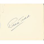 Richard Todd signed album page. Good Condition. All signed pieces come with a Certificate of
