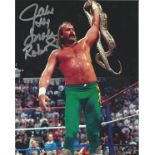 Jake the Snake Roberts WWF hand signed 10x8 photo. This beautiful hand-signed photo depicts WWF