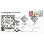 Chess Masters Alexander Beljavsky and Anatoly Karpov signed 1995 Spanish Chess cover RARE