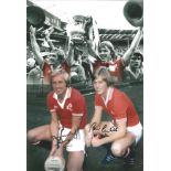 Autographed 12 X 8 Photo, Brian & Jimmy Greenhoff, A Superb Montage Of Images Depicting Manchester