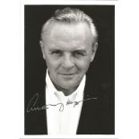 Anthony Hopkins signed 7x5; black and white image of the Silence of the Lambs actor, signed in