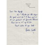 Leslie Crowther ALS hand written letter. Good Condition. All signed pieces come with a Certificate