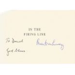 Brian Mawhinney signed on title page, a hard back book 'In The Firing Line' with dust cover. Good