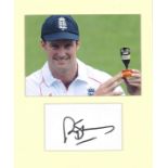 Cricket Andrew Strauss signed 10x8 overall mounted signature piece including colour photo holding