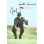 Golf Justin Leonard Signed Golf 6x9 Photo. Good Condition. All signed pieces come with a Certificate