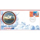 Olympic commemorative FDC Sydney Australia sporting glory 2000 unsigned. PM Sydney 15th September