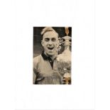 Football Legends Billy Wright 6x4 signed b/w newspaper cutting of the Wolves and England legend