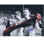 Autographed 16 x 12 photo, NOBBY STILES 1966, a superb image depicting Stiles and Alan Ball
