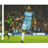 Football Sergio Aguero 10x8 signed colour photo pictured in action for Manchester City. Sergio