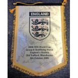 Football England commemorative pennant England v Austria Old Trafford 8th October 2005 signed by