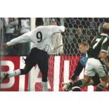 Football Emile Heskey 8x12 signed colour photo pictured playing for England against Germany. Good