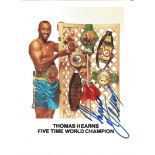 Boxing Thomas Hitman Hearns 7x5 signed colour photo. Thomas Tommy Hearns, born October 18, 1958 is