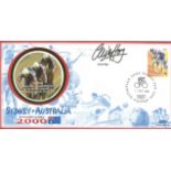 Olympic Commemorative FDC Sydney Australia sporting glory 2000 signed by Chris Hoy Cycling Team