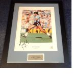 Football Mario Kempes 27x18 approx mounted and framed signed colour photo. Mario Alberto Kempes